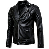 Klassische Motorradjacke aus schwarzem Rindsleder im Brando-Stil für Herren